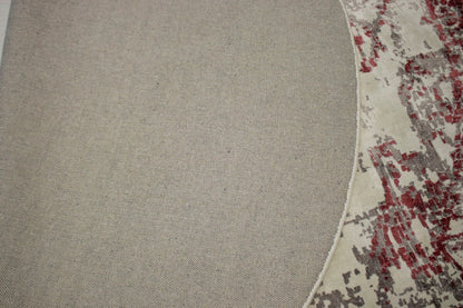 Hand-Loomed Modern Round Rug Distressed Floral