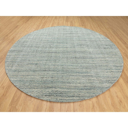 10'X10' Green Hand Loomed Variegated Organic Wool Oriental Round Rug