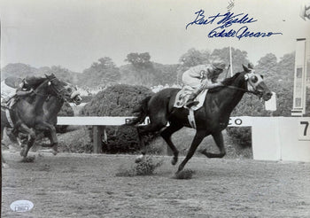 Eddie Arcaro Autographed Horse Racing 10x13 Photo (JSA)