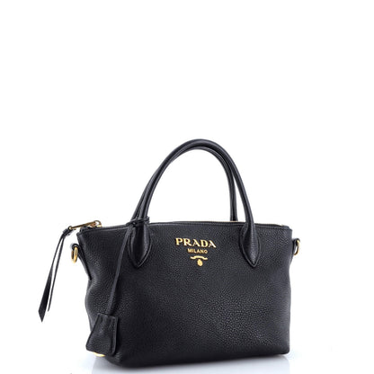 Prada Dual Strap Zip Tote Vitello Daino Small
