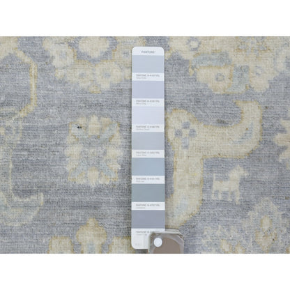7'10"X9'7" Cloud Gray White Wash Peshawar Natural Wool Hand Knotted Rug