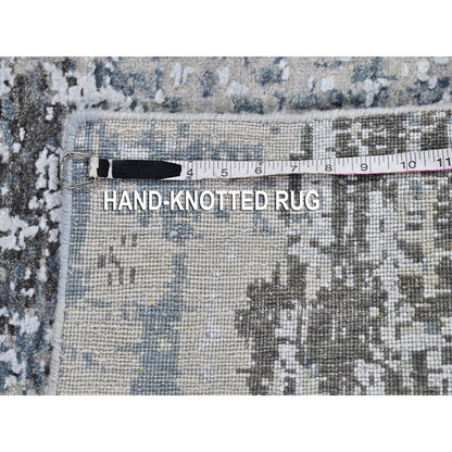 3'X5' Silver Wool Denser Weave Abstract Design Hand Knotted Rug