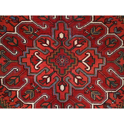 10'X12'5" Red 100% Wool Hand Knotted Semi Antique Zoroastrian Heris Rug