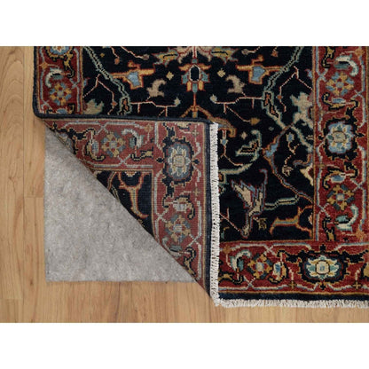 2'X3'2" Midnight Blue Antiqued Fine Heris Hand Knotted Wool Small Rug