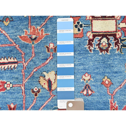 9'10"X13'6" Blue Afghan Peshawar Heris Wool Hand Knotted Oriental Rug