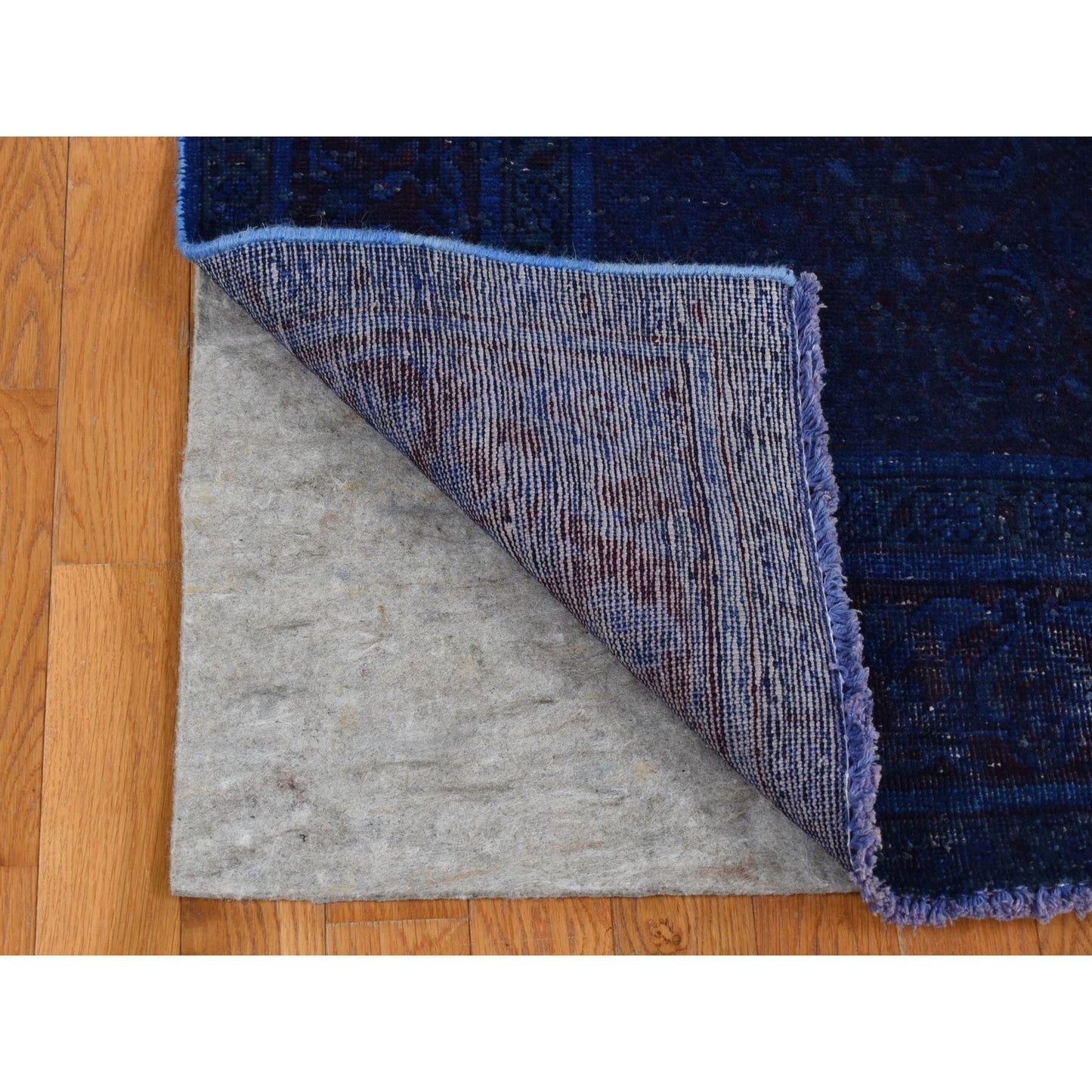 5'1"X10' Blue Hand Knotted Wool Zoroastrian Musel Wide Runner Rug