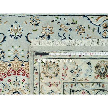 4'X6'2" Gray Hand Knotted Nain Design 250 Kpsi Soft Wool Rug