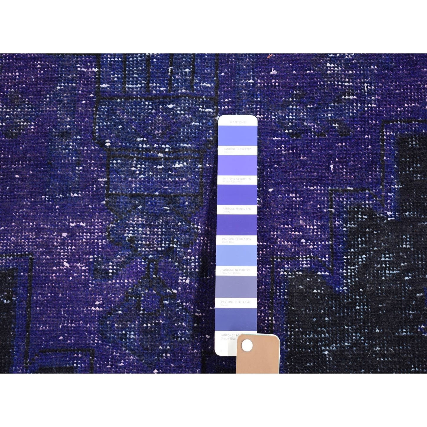 4'3"X7'10" Blue Wool Handmade Overdyed Vintage Tebraz Wide Runner Rug