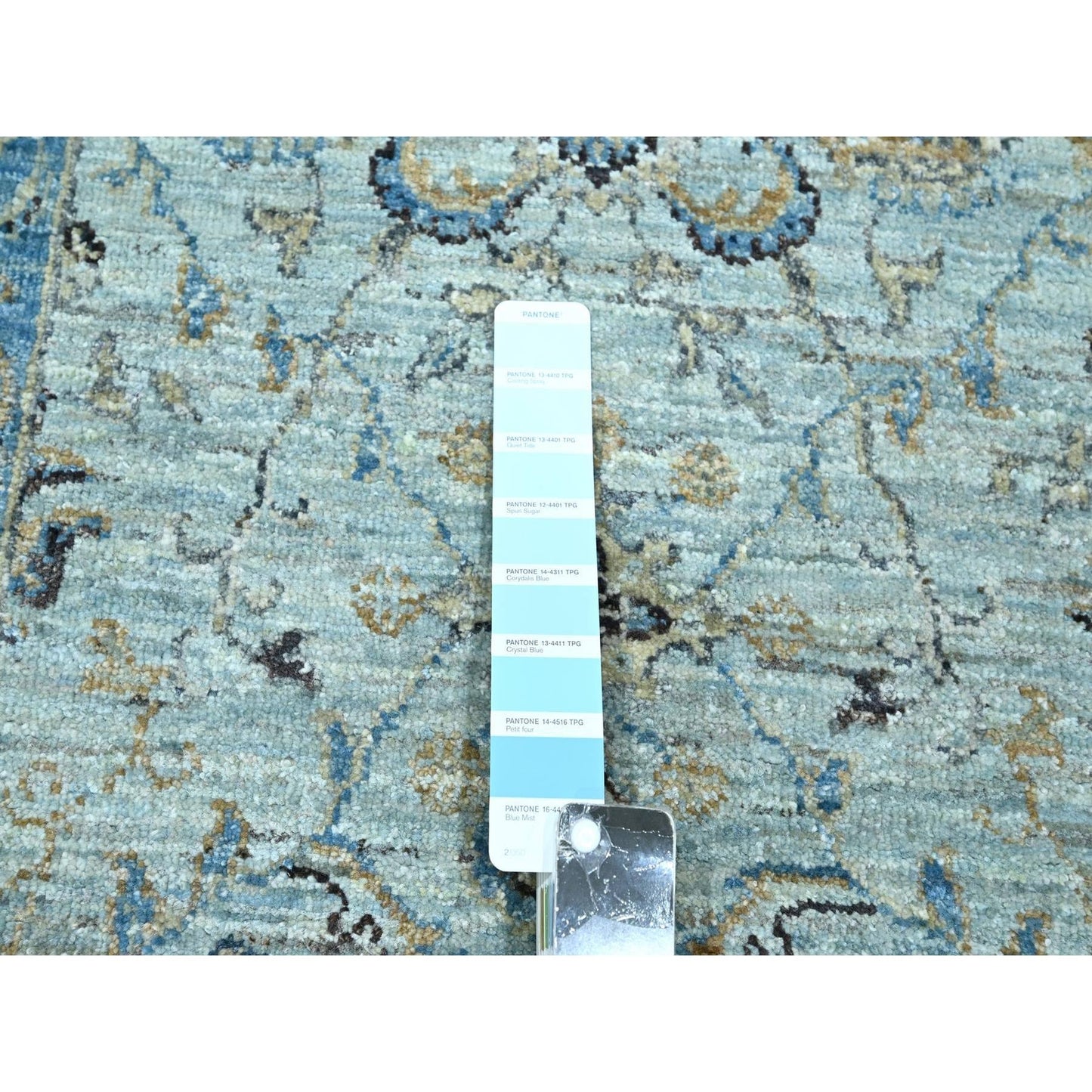 2'8"X16'1" Blue Shah Abbas Flower Design Wool Hand Knotted Xl Runner Rug