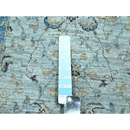 2'8"X16'1" Blue Shah Abbas Flower Design Wool Hand Knotted Xl Runner Rug