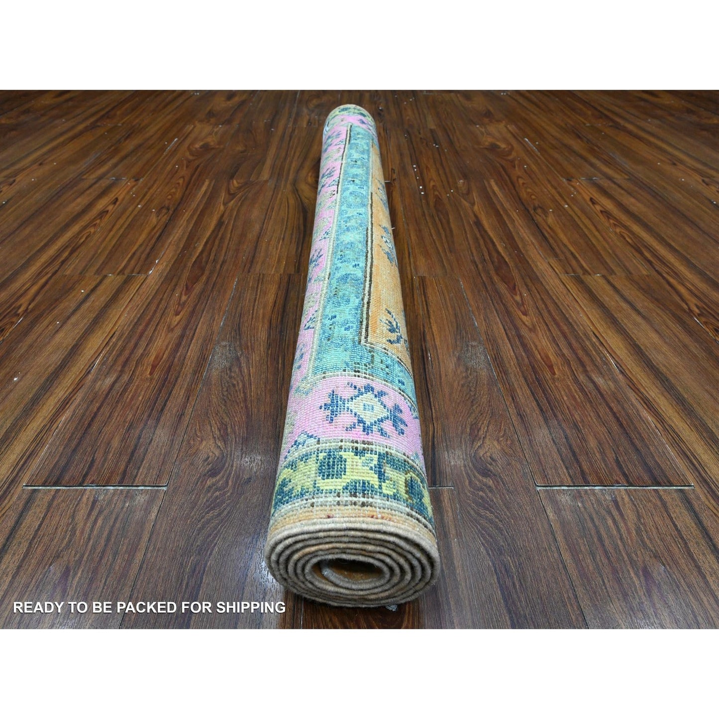 4'X5'9" Apricot Orange Vibrant Fusion Kazak All Natural Wool Oriental Rug