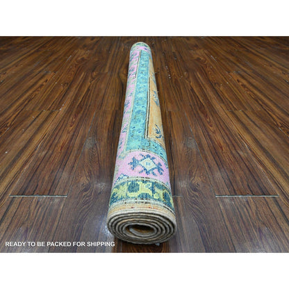 4'X5'9" Apricot Orange Vibrant Fusion Kazak All Natural Wool Oriental Rug