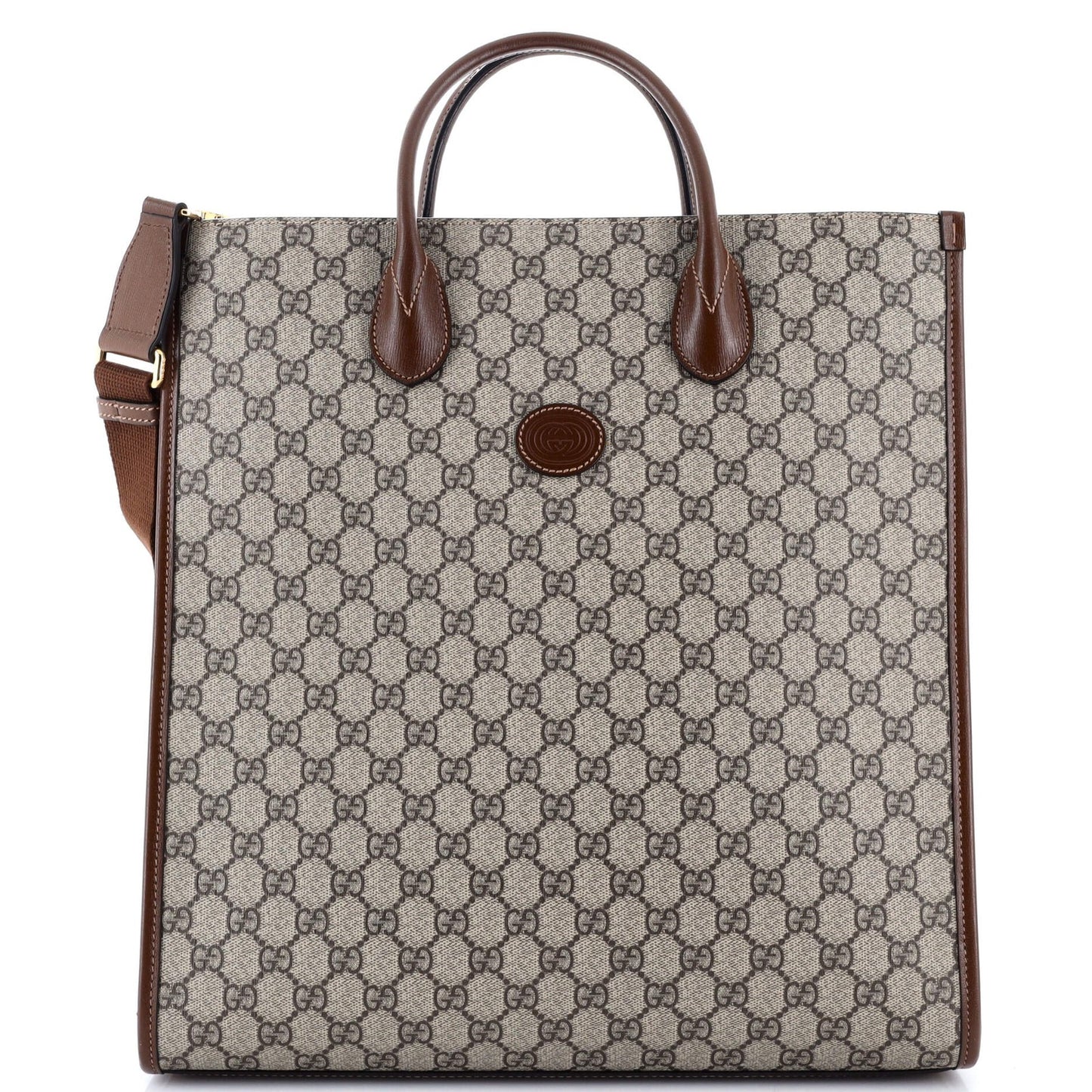 Gucci Vertical Structured Top Handle Open Tote Gg Coated Canvas Medium