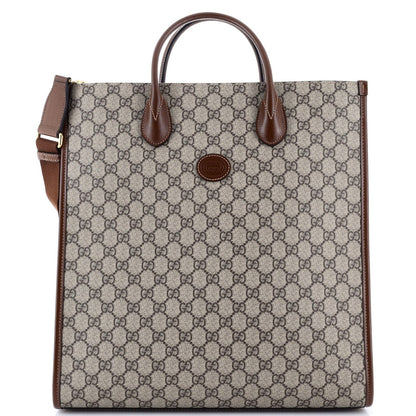 Gucci Vertical Structured Top Handle Open Tote Gg Coated Canvas Medium