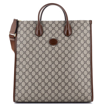 Gucci Vertical Structured Top Handle Open Tote Gg Coated Canvas Medium