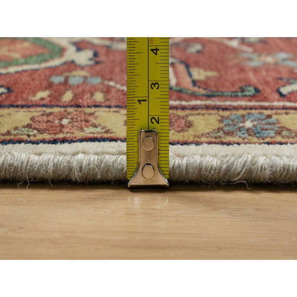 8'2"X10'2" White Antiqued Fine Heris Re-Creation Wool Hand Knotted Rug