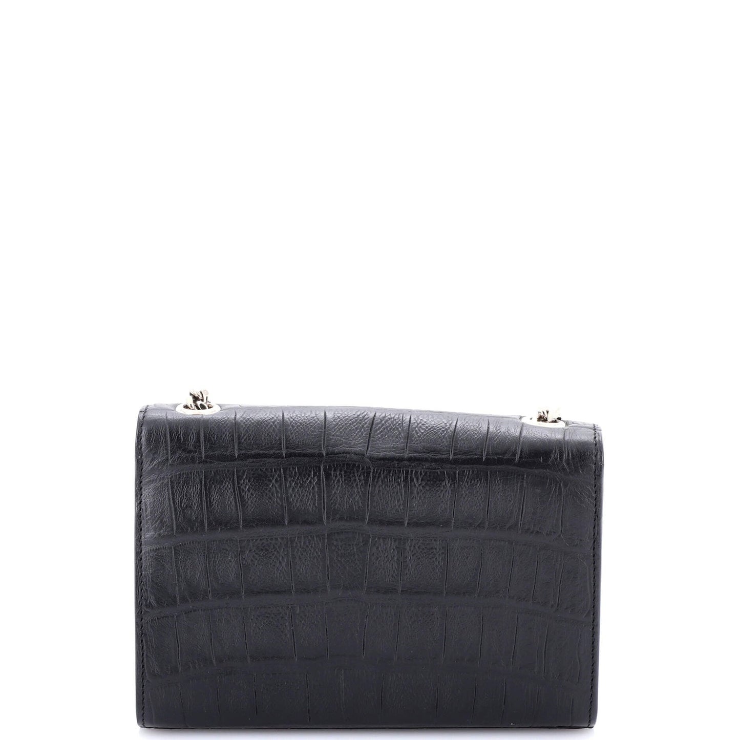 Saint Laurent Classic Monogram Tassel Crossbody Bag Crocodile Embossed Leather