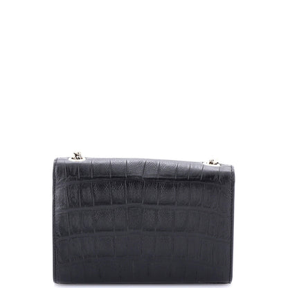 Saint Laurent Classic Monogram Tassel Crossbody Bag Crocodile Embossed Leather