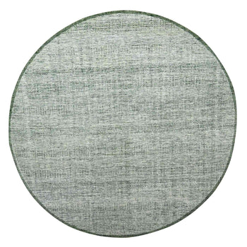 Oriental 10'x10' Green Wool Round Rug Hand Knotted Oxidized Grass Design