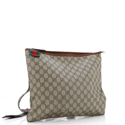 Gucci Web Loop Flat Messenger Gg Coated Canvas Large