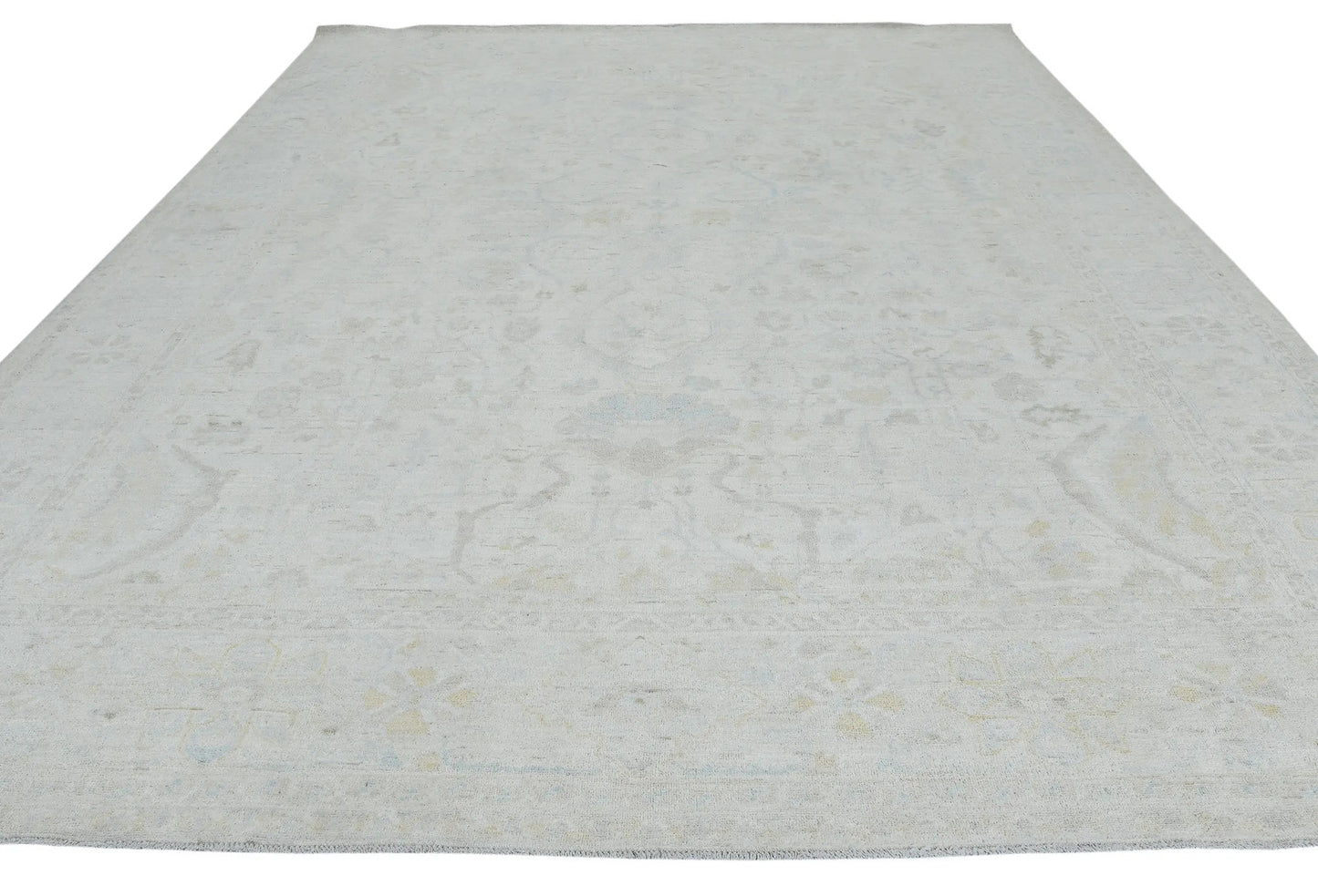 Handspun Wool Oushak Rug Muted Floral Design Bedroom Oriental Carpet 9X12 ft