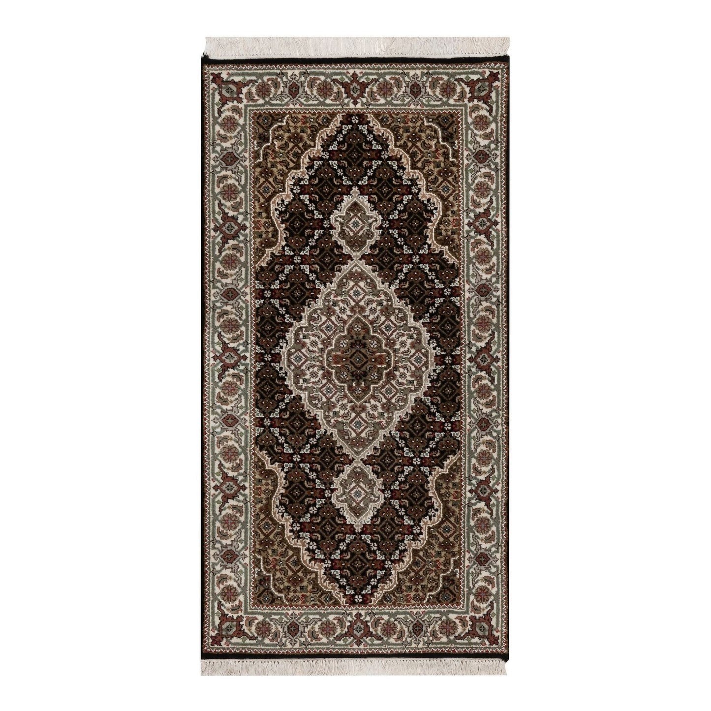 2'4"X4'9" Black Tebraz Mahi With Medallion Design Wool Rug Hand Knotted