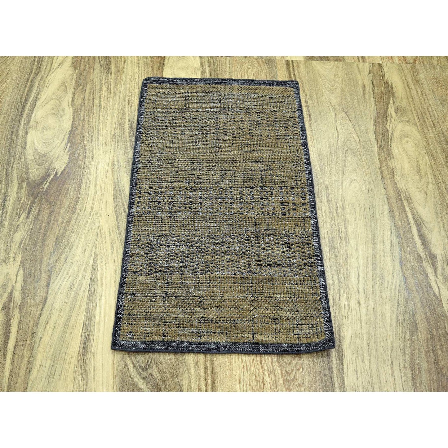 2'X3' Black & Brown Oxidized Grass Design, 100% Wool Hand Knotted Mat Rug