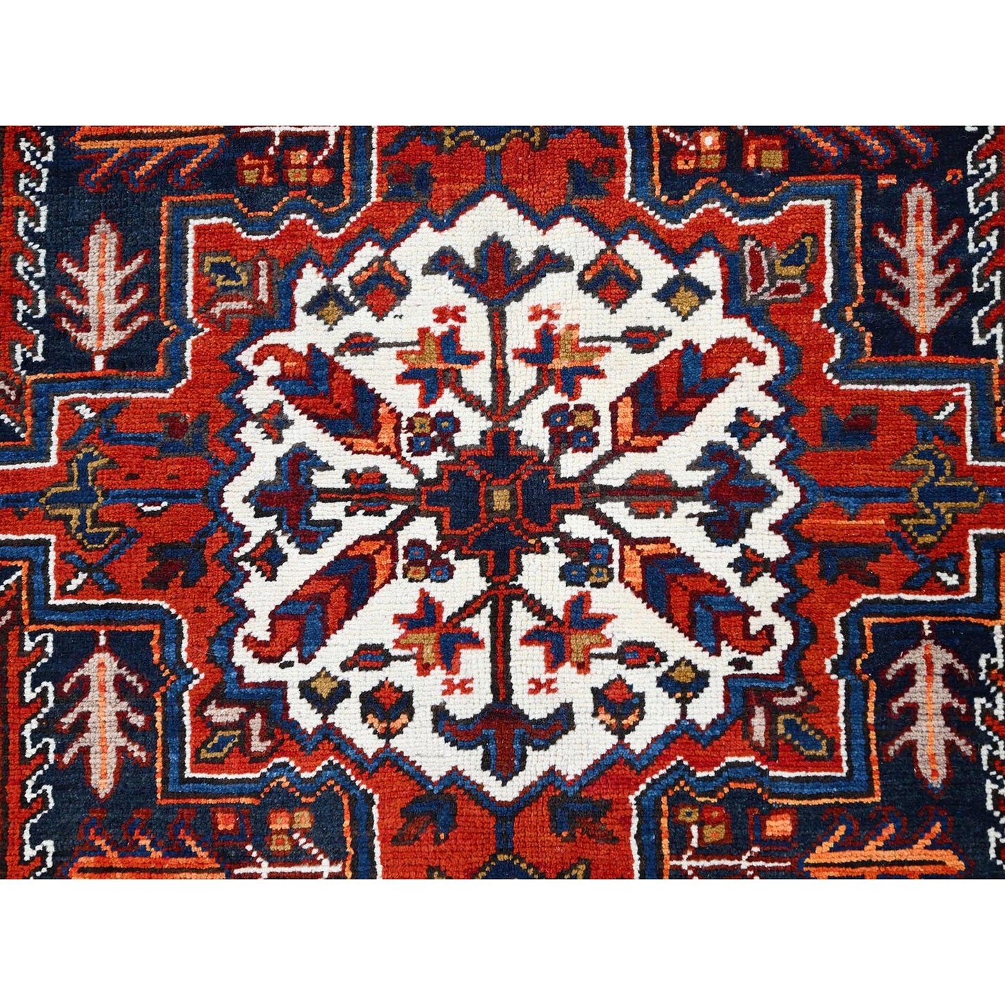 8'5"X10'9" Red Pure Wool Hand Knotted Semi Antique Zoroastrian Heris Rug