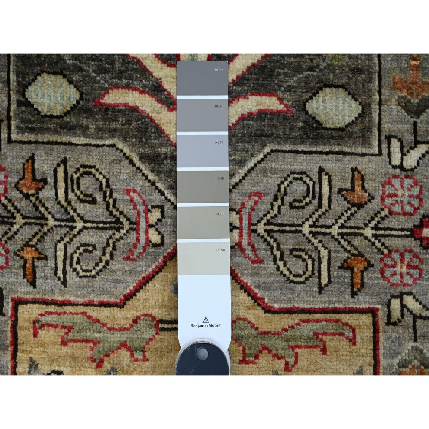 2'6"X5'9" Gray Caucasian Akstafa Design Pure Wool Hand Knotted Runner Rug