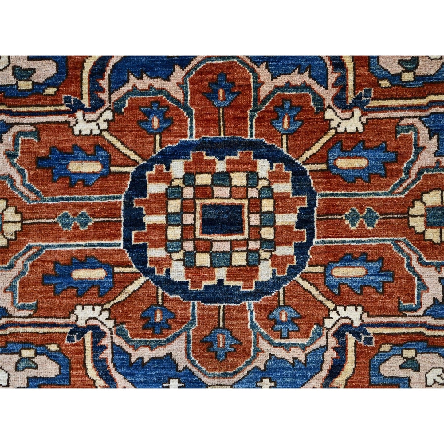 9'2"X11'8" Blue Hand Knotted Afghan Peshawar Seerape Heris Oriental Rug