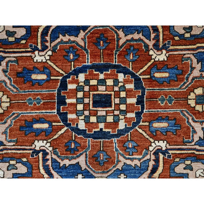 9'2"X11'8" Blue Hand Knotted Afghan Peshawar Seerape Heris Oriental Rug