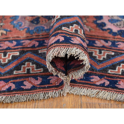 7'X11' Cinnamon Red Antique Caucasian Soumak Pure Wool Hand Knotted Rug