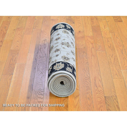 2'7"X9'10" Rajasthan Half Wool And Half Silk Thick And Plush Runner Rug