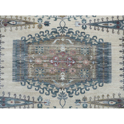 13'10"X16'2" Ivory Reimagined Viss Design Wool Hand Knotted Oversized Rug