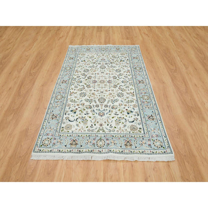 5'X8' Ivory Nain Design 250 Kpsi Natural Wool Hand Knotted Rug