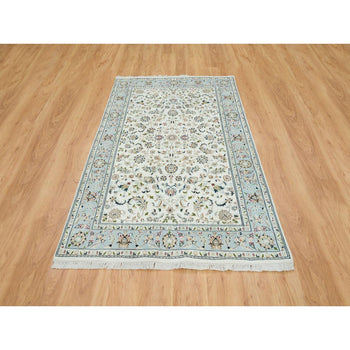 5'X8' Ivory Nain Design 250 Kpsi Natural Wool Hand Knotted Rug