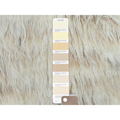 3'X3' Beige Shaggy Moroccan Undyed Natural Wool Hand Knotted Square Rug