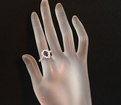 Colour-Change Spinel 1.106Ct Diamond Pear-Shaped Classic Ring 900 Platinum