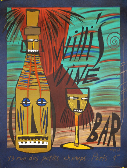 Willis Wine Bar Poster Frdric Voisin 1988 Original First Edition Tiki Bar