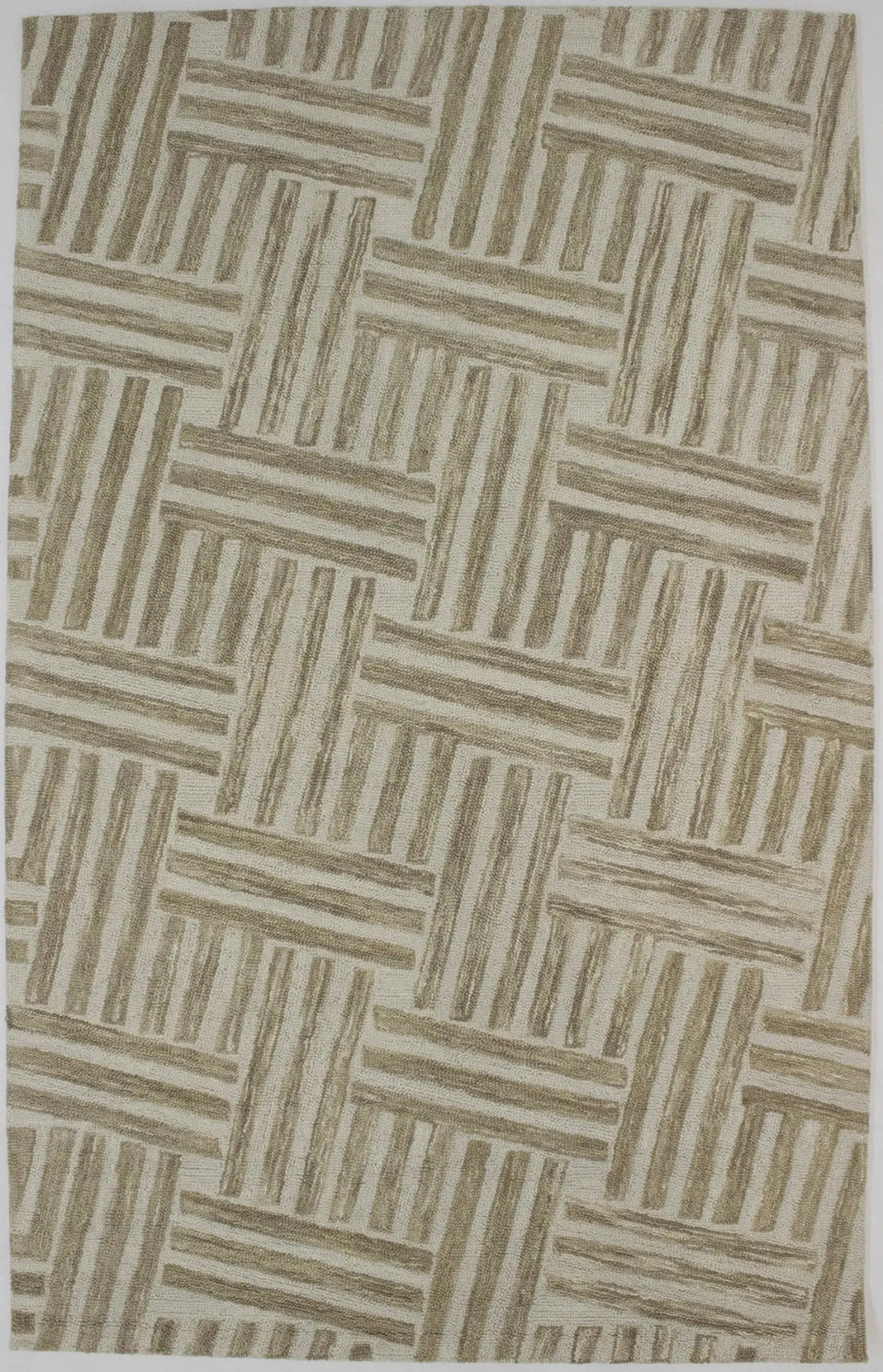 Hand-Knotted Tan Geometric Wool Area Rug Modern