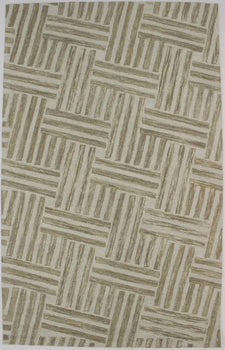 Hand-Knotted Tan Geometric Wool Area Rug Modern