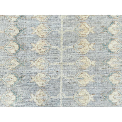 9'1"X12' Misty Gray Afghan Peshawar Soft Wool Hand Knotted Rug