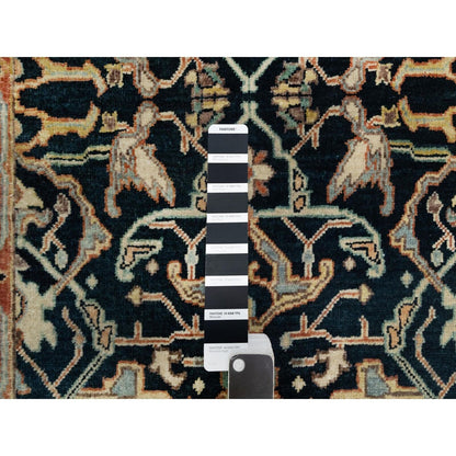 2'6"X10'1" Blue Hand Knotted Heris Re-Creation Wool Runner Oriental Rug