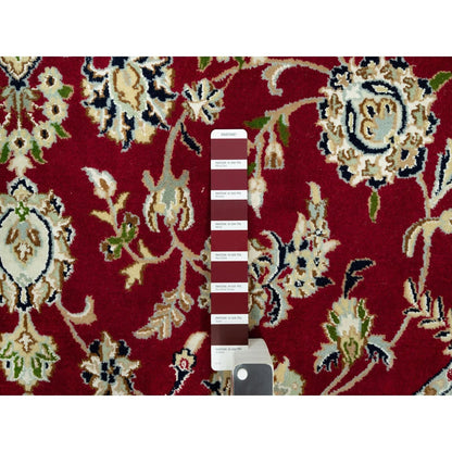 8'X8' Barn Red 250 Kpsi Hand Knotted Nain Soft Wool Oriental Round Rug