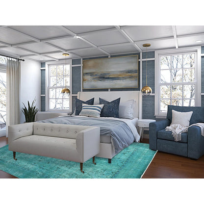 8'1"X11' Deep Green Hand Knotted 100% Wool Vintage Tebraz Oriental Rug