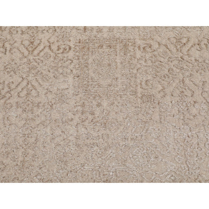11'8"X14'8" Oversized Taupe Fine Jacquard Hand Loomed Wool And Artsilkrug