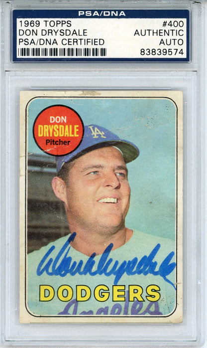 Don Drysdale Autographed 1969 Topps Card #400 (Psa)