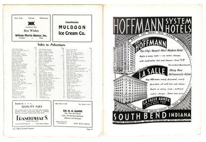 10/7/1933 Kansas Vs. Notre Dame College Program