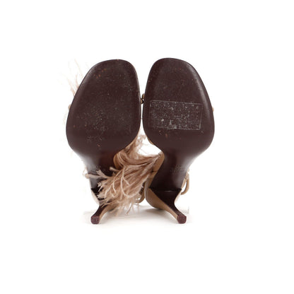 Valentino Garavani Women'S Upflair Heeled Sandals Leather With Feathers