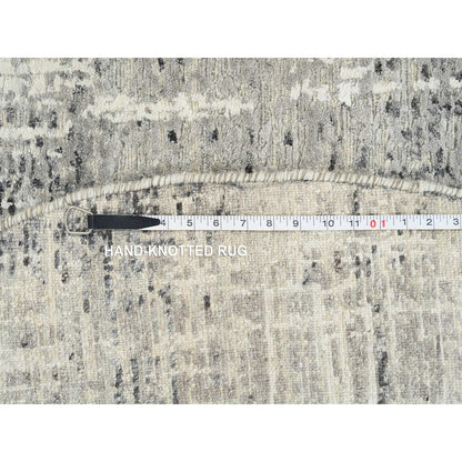 6'X6' Light Gray Modern Design Natural Wool Hand Knotted Round Rug